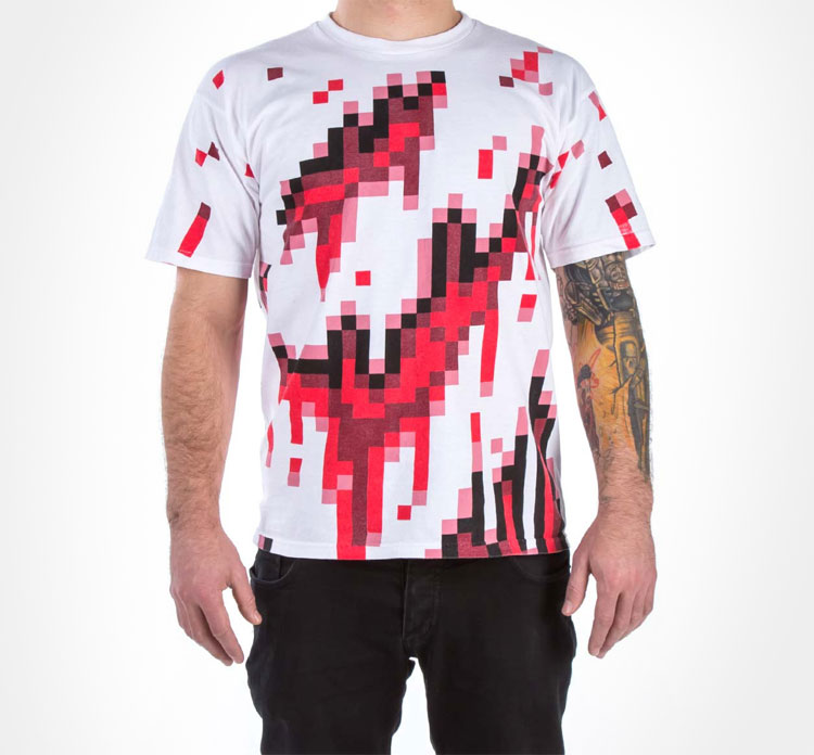 8-bit Pixelated Bloody Zombie T-Shirt