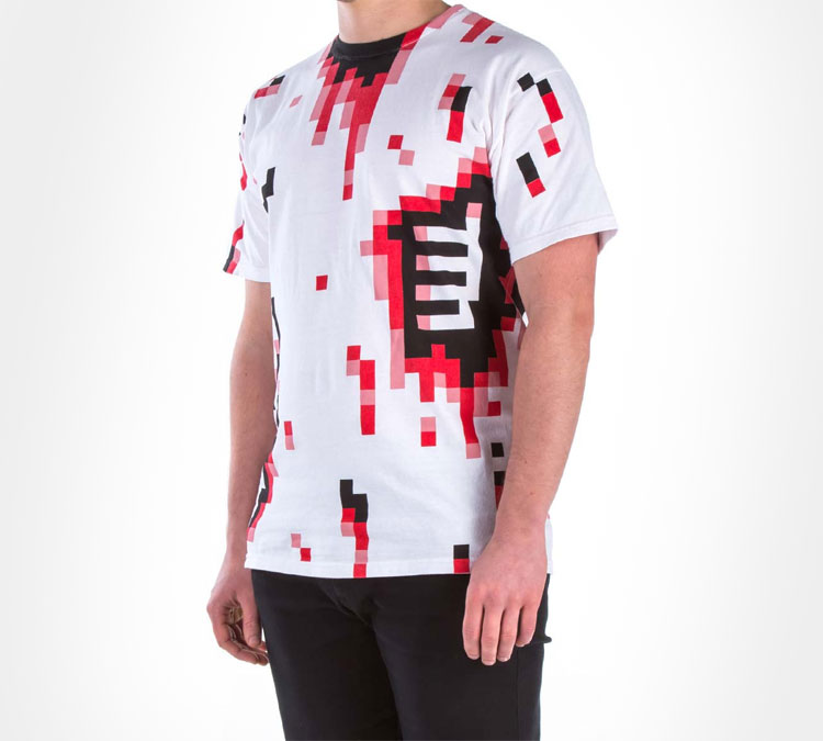 8-bit Pixelated Bloody Zombie T-Shirt