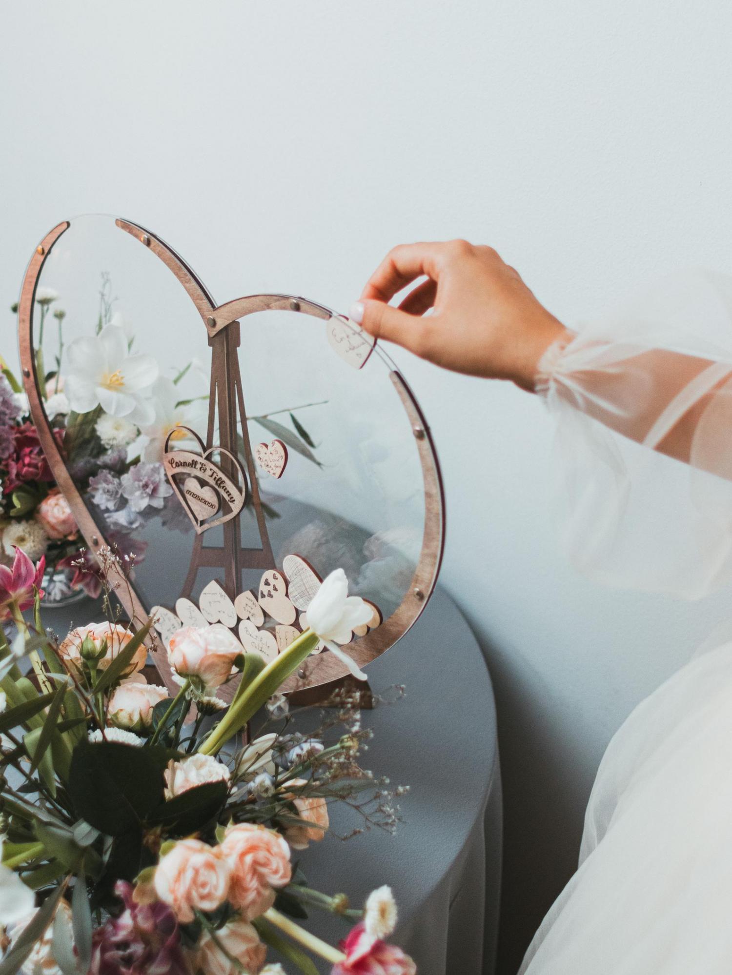 Heart Shaped Wedding Drop Box - Glass heart wedding guest book drop box