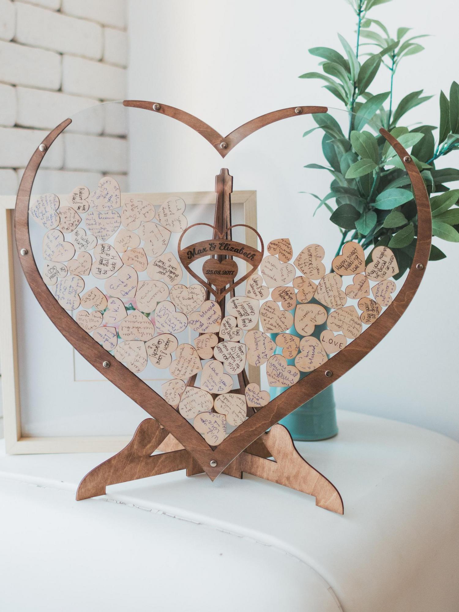 Heart Shaped Wedding Drop Box - Glass heart wedding guest book drop box