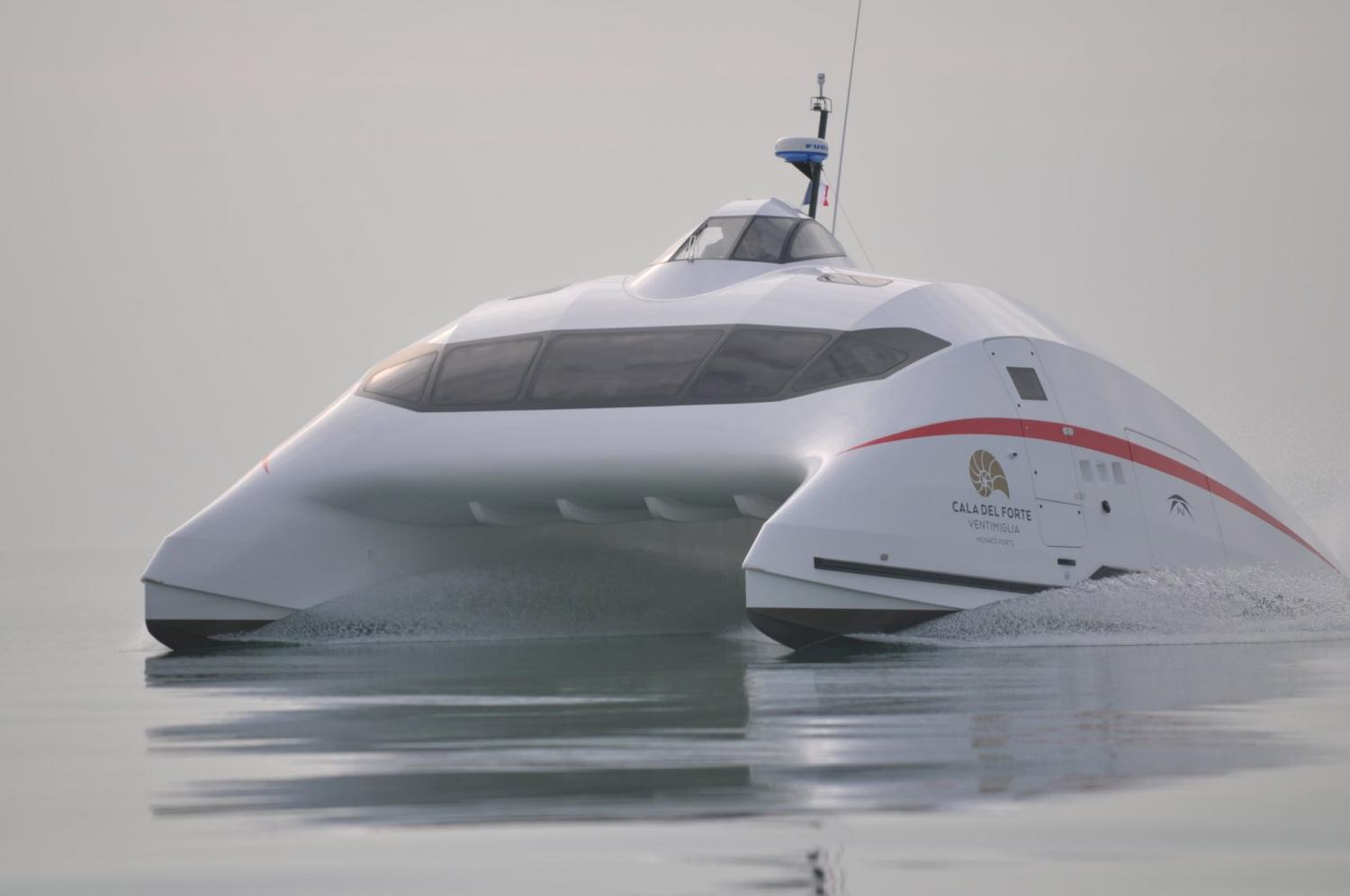 Advanced Aerodynamic Vessels A2V Super-fast Catamaran yacht vessel - Evil villain boat