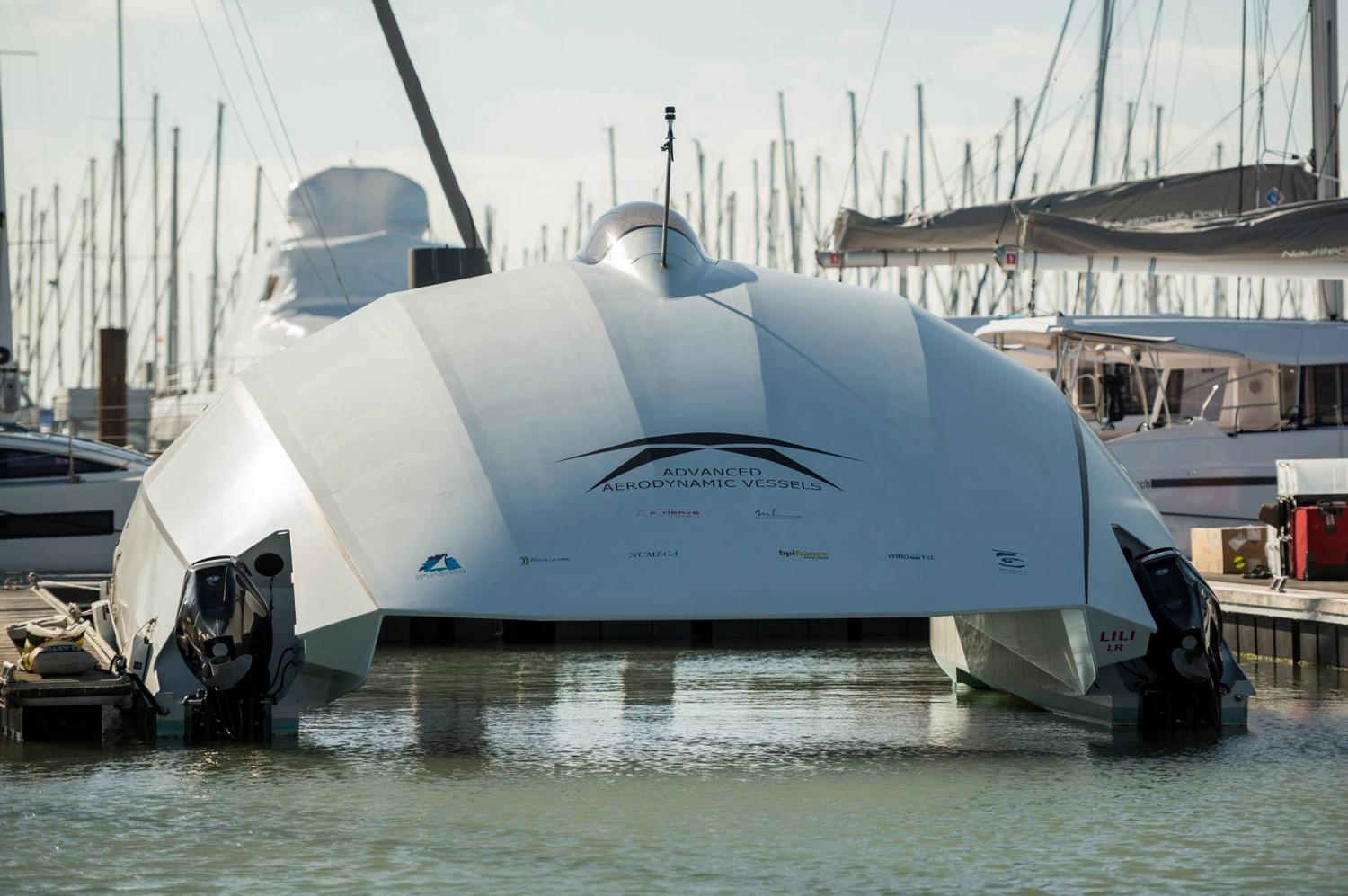 Advanced Aerodynamic Vessels A2V Super-fast Catamaran yacht vessel - Evil villain boat