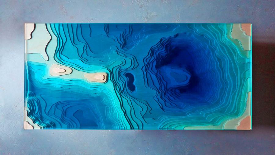 Abyss Table Designer Topographical Sea Floor Coffee Table