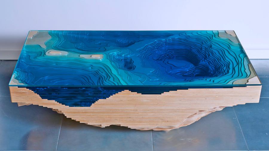 Abyss Table Designer Topographical Sea Floor Coffee Table