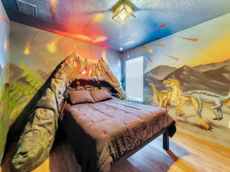 Dino-Themed Airbnb With Giant Dinosaur Beds - Dinosaur vacation rental home