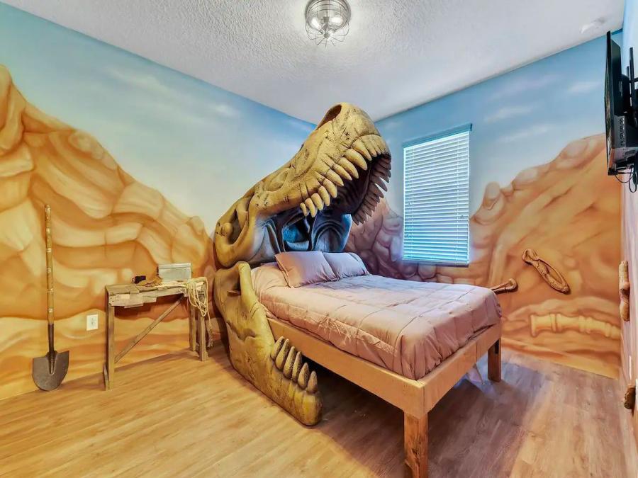 Dino-Themed Airbnb With Giant Dinosaur Beds - Dinosaur vacation rental home