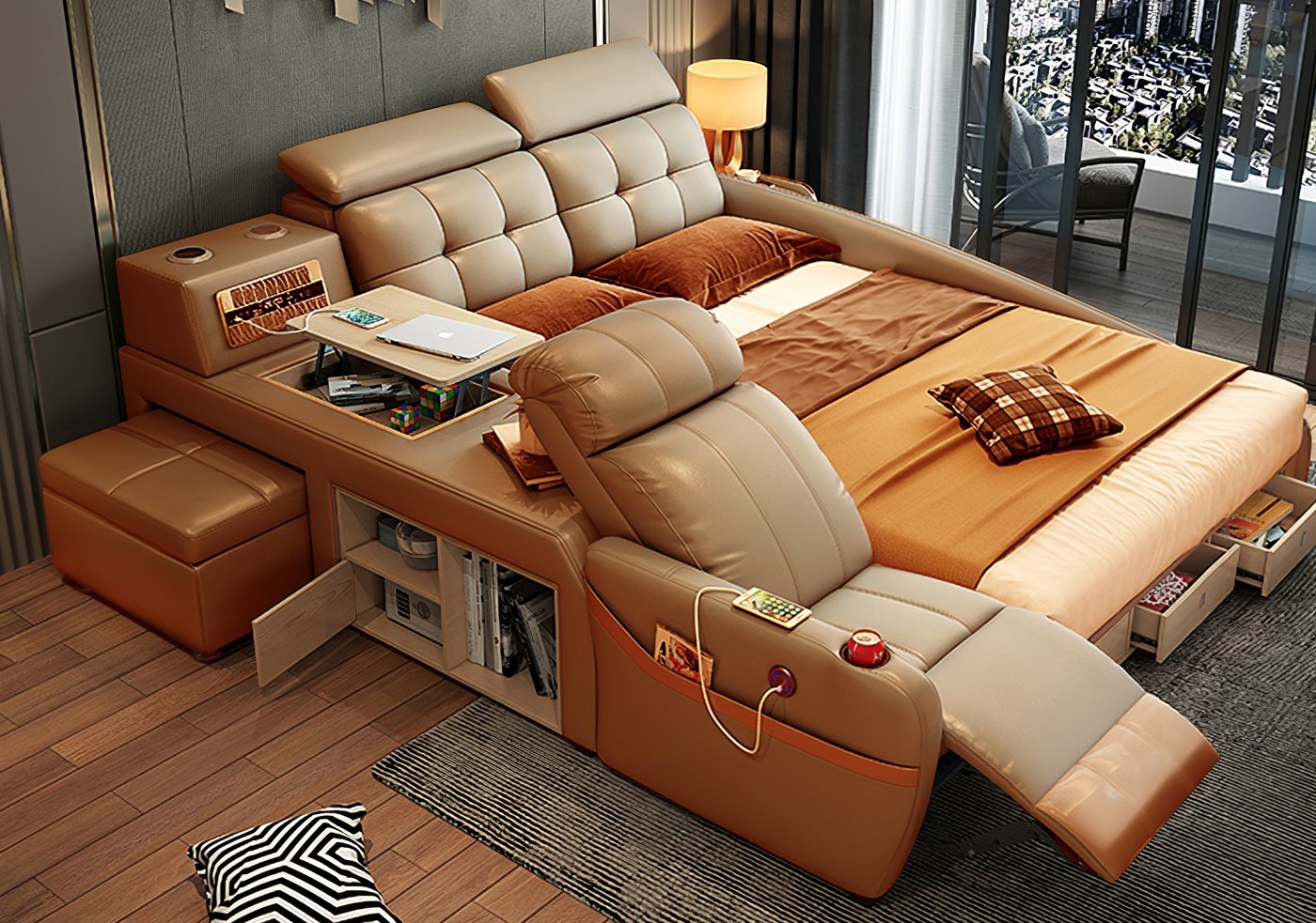 All-In-One Smart Bed Has An Integrated Recliner and Air Filtration System