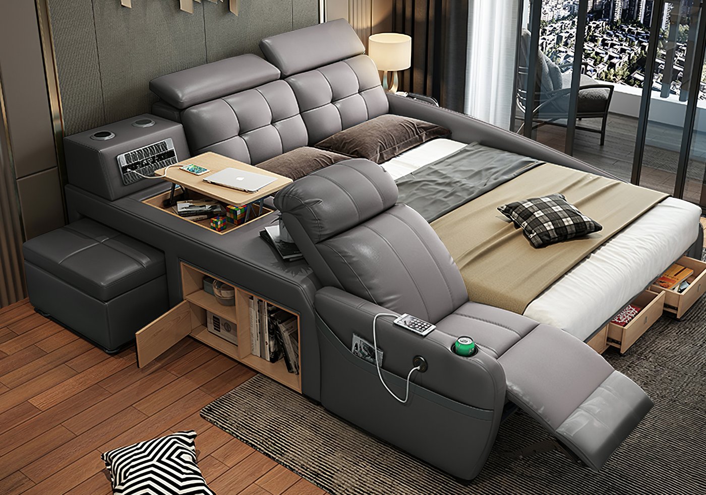 All-In-One Smart Bed Has An Integrated Recliner and Air Filtration System