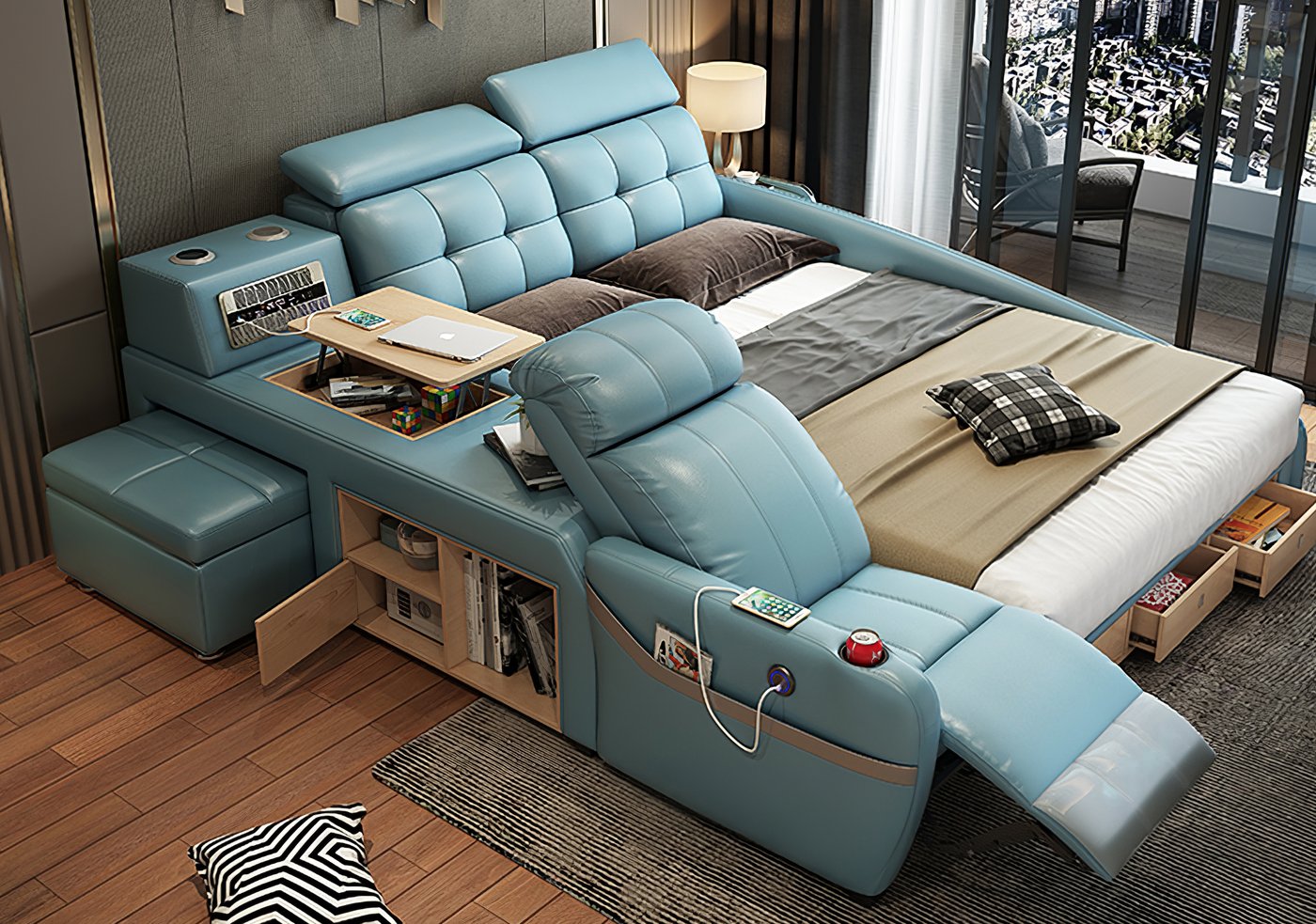 All-In-One Smart Bed Has An Integrated Recliner and Air Filtration System