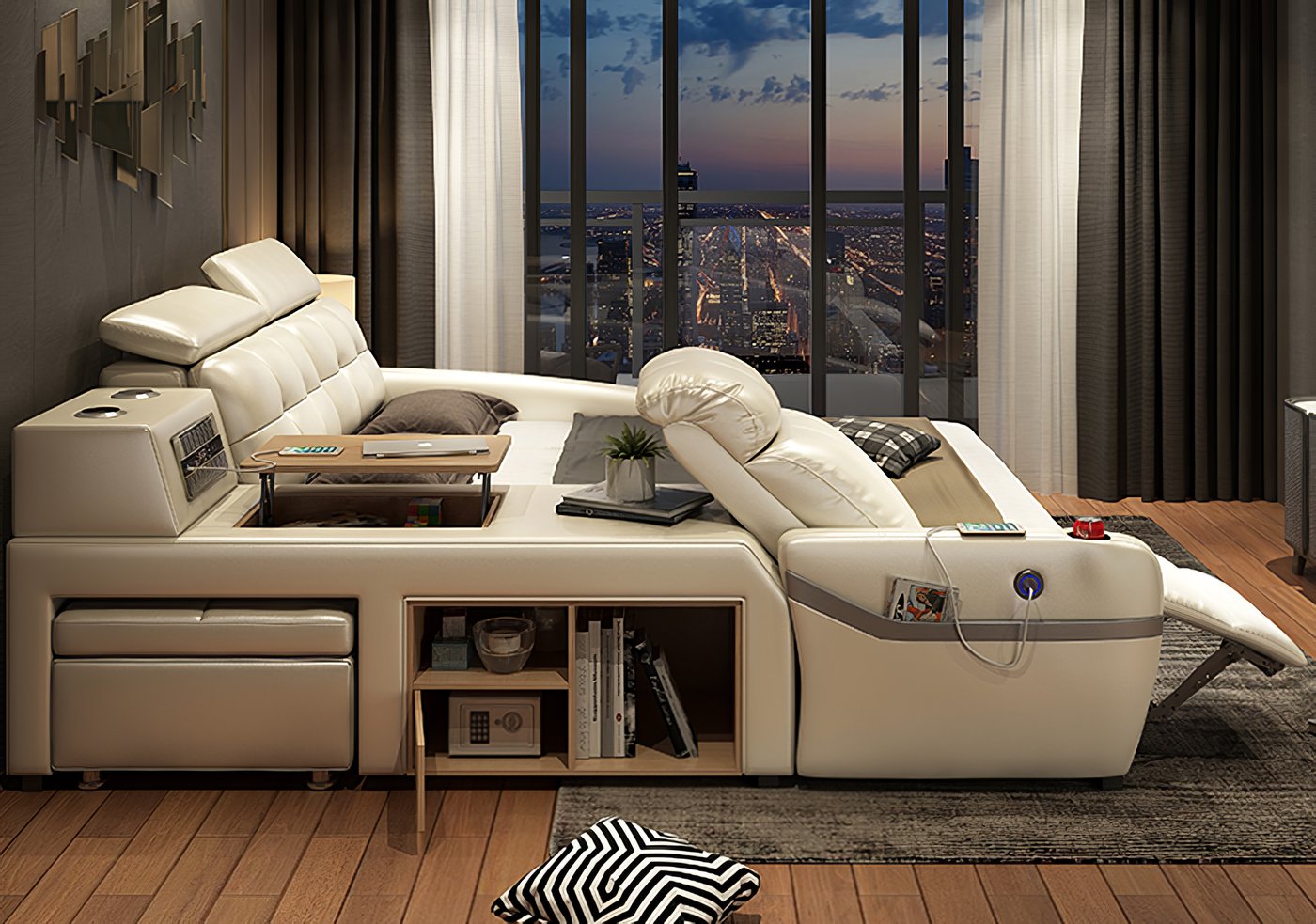 All-In-One Smart Bed Has An Integrated Recliner and Air Filtration System