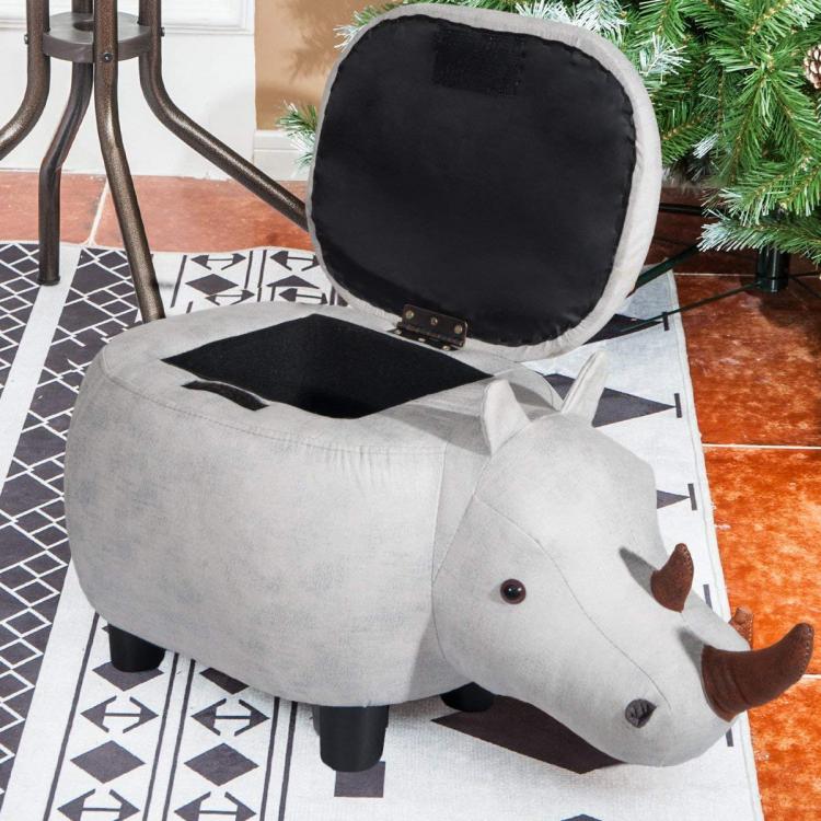 Animal Shaped Storage Ottomans and Stools - Cute animal ottoman with flip-up storage bin
