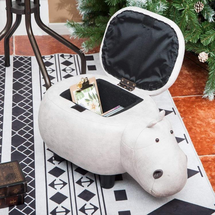 Animal Shaped Storage Ottomans and Stools - Cute animal ottoman with flip-up storage bin