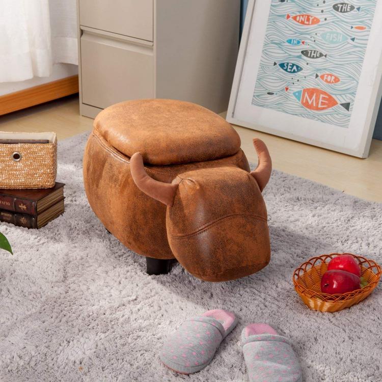 Animal Shaped Storage Ottomans and Stools - Cute animal ottoman with flip-up storage bin