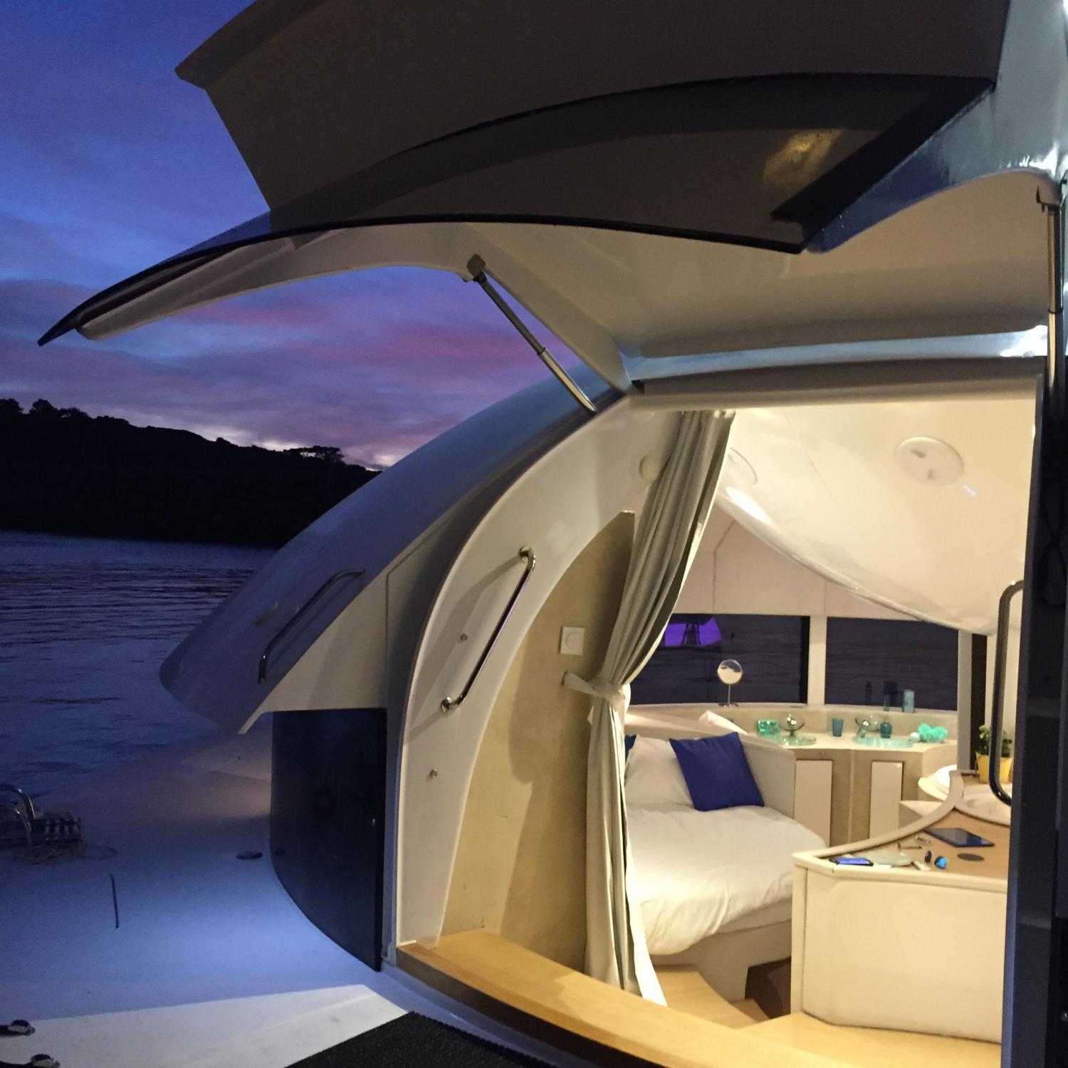 Anthenea Solar Powered Luxury Floating Hotel Suite - UFO-shaped saucer boat home