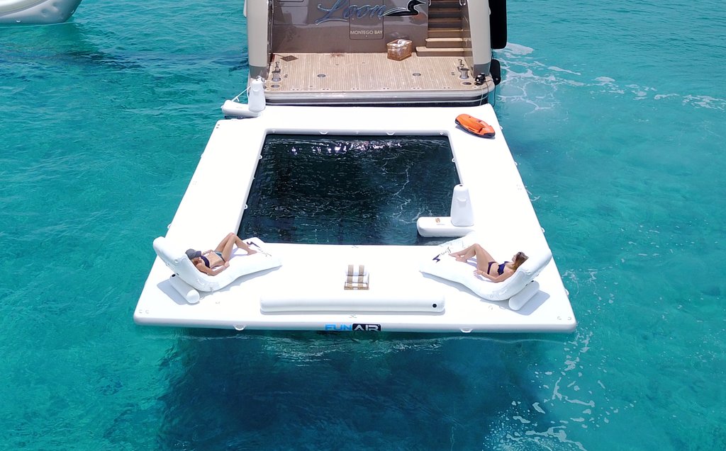 FunAir Ocean Pool - Inflatable sea pool gives closed mesh swimming pool in lake or ocean