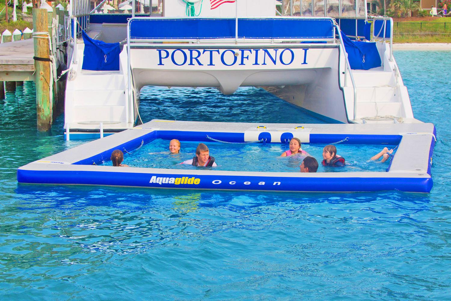 Aguaglide Ocean Pool - Inflatable sea pool gives closed mesh swimming pool in lake or ocean