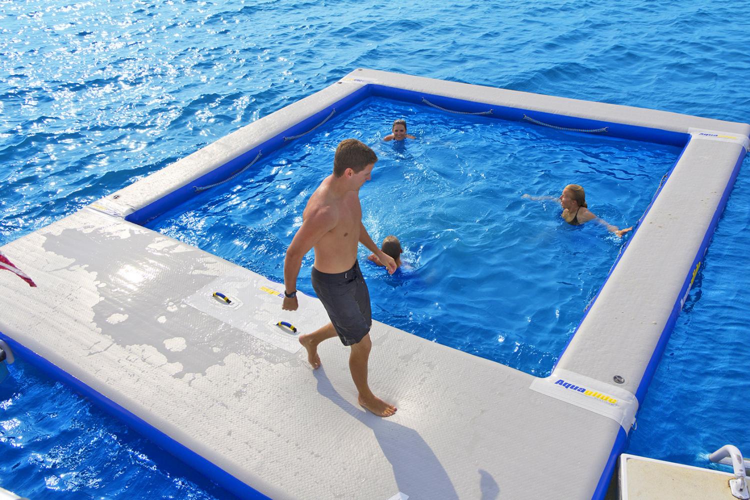 Aguaglide Ocean Pool - Inflatable sea pool gives closed mesh swimming pool in lake or ocean