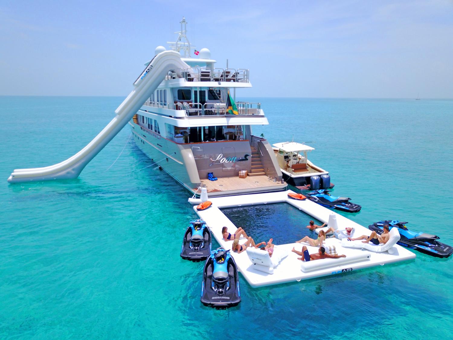 FunAir Ocean Pool - Inflatable sea pool gives closed mesh swimming pool in lake or ocean