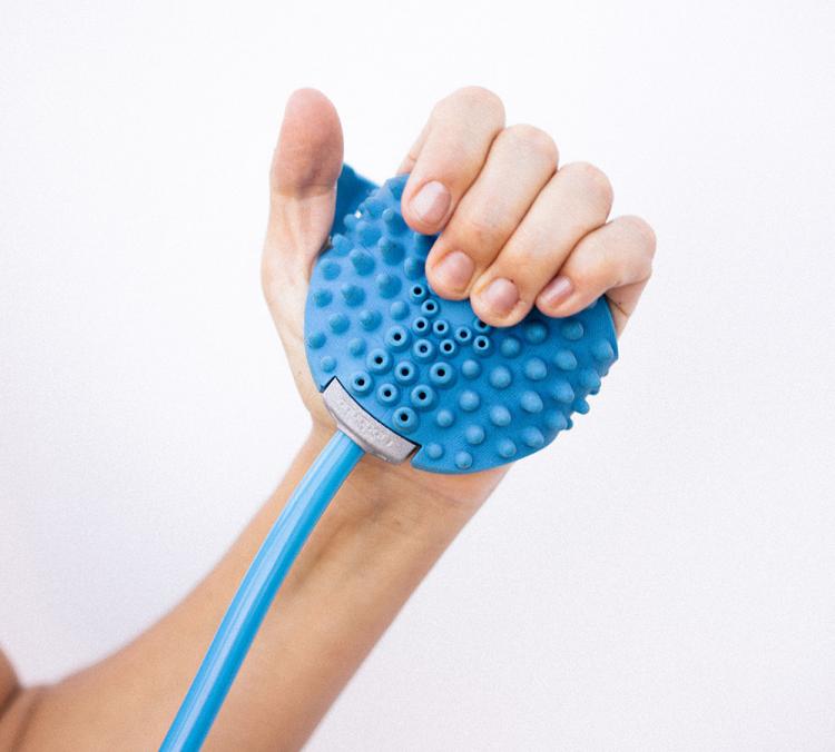 Aquapaw Palm Dog Scrubber and Sprayer - Spray water from your palm to wash your dog - connects to garden hose or shower head