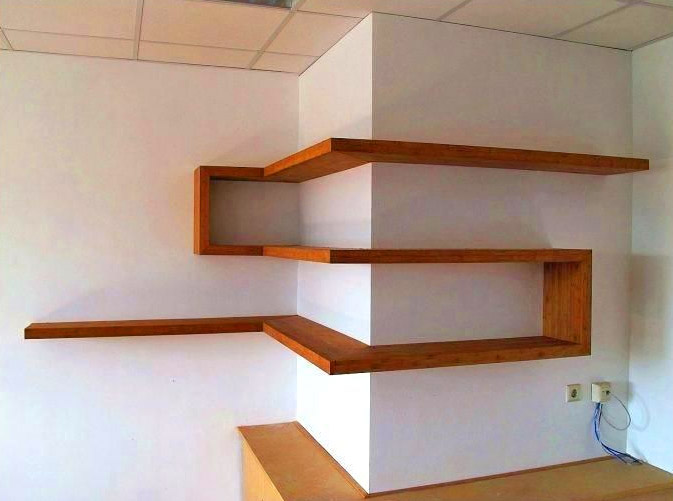 Around the corner shelves design ideas - Wrap-around corner shelving and bookcases