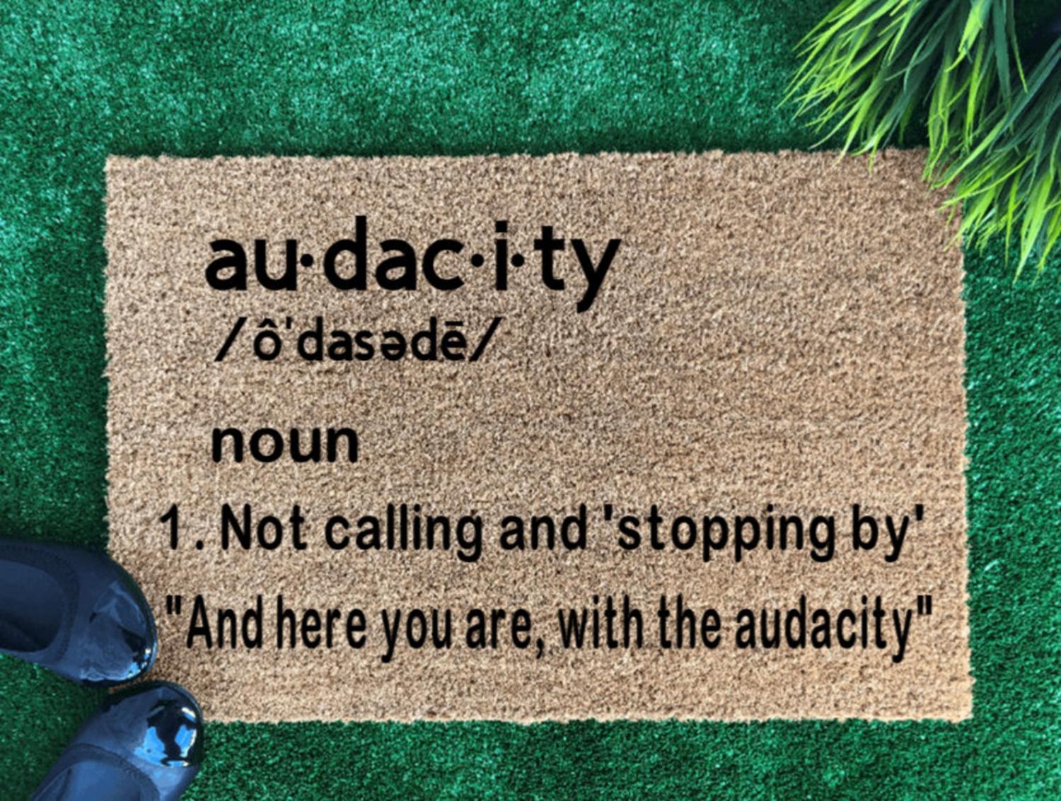 Funny audacity definition doormat