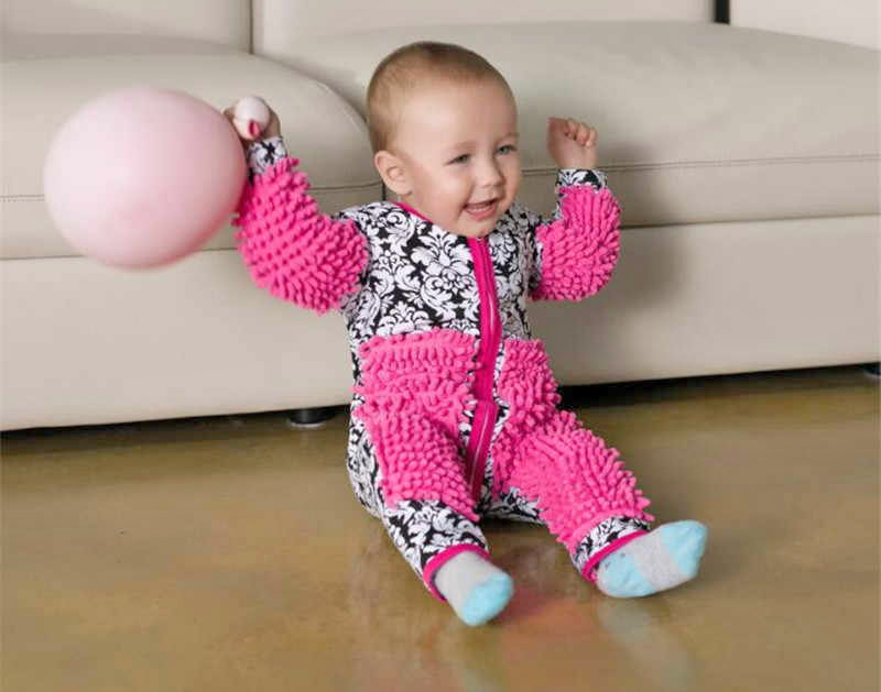 Baby Mop Onesie Lets Your Baby Help Sweep Your Floors While Crawling