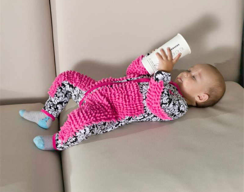 Baby Mop Onesie Lets Your Baby Help Sweep Your Floors While Crawling