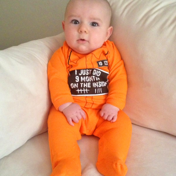 9 Months On The Inside Baby Onesie Halloween Costume - 9 months of hard time baby onesie costume