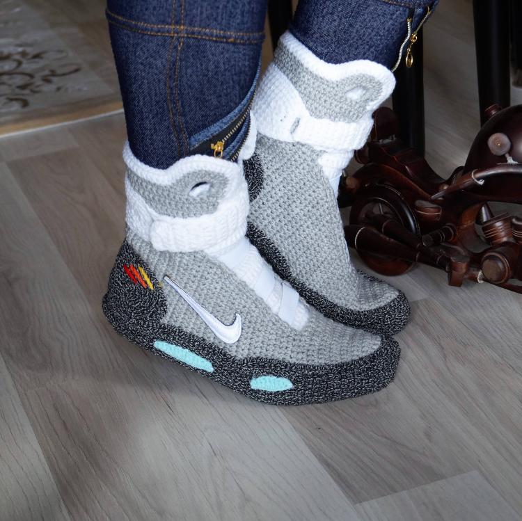Back To The Future Shoes Knitted Slippers - Nike BTTF Shoes knit slippers