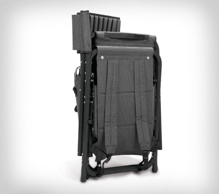Backpack Chair With Cooler And Side Table - Folding chair backpack with integrated shelves, cooler, and table