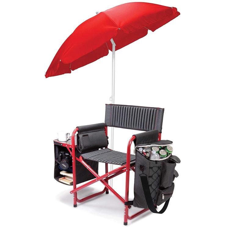 Backpack Chair With Cooler And Side Table - Folding chair backpack with integrated shelves, cooler, and table