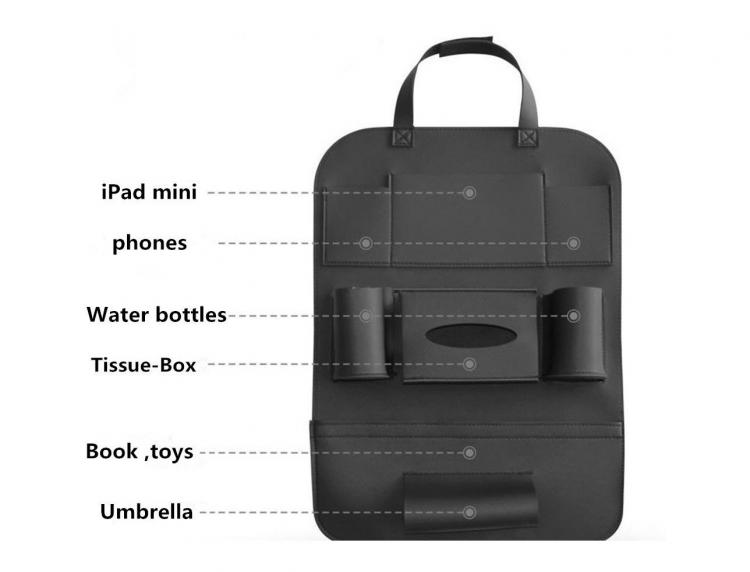 Backseat Car Organizer Holds Tablets, Drinks, Tissues, and More