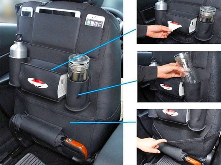 Backseat Car Organizer Holds Tablets, Drinks, Tissues, and More