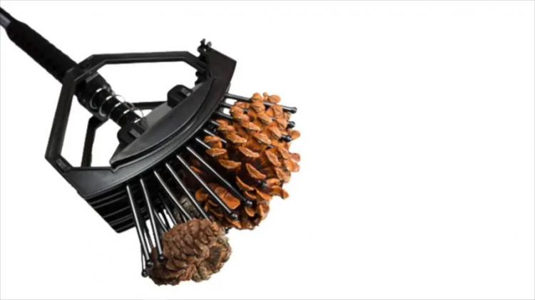 Stab-a-nut nut picker upper tool - Pronged tool helps pick up nuts, acorns, pine-cones, sweet gum balls