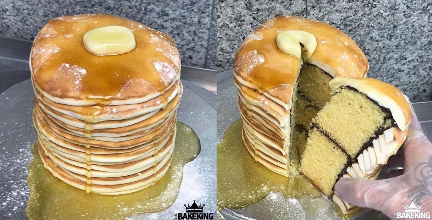 Stack of Pacakes Cake - Realistic Pancakes Cake