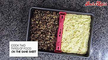 BakeSplit Universal Baking Pan Divider - Baking Pan Splitter Lets You Cook/Bale Two Separate Meals With 1 Pan