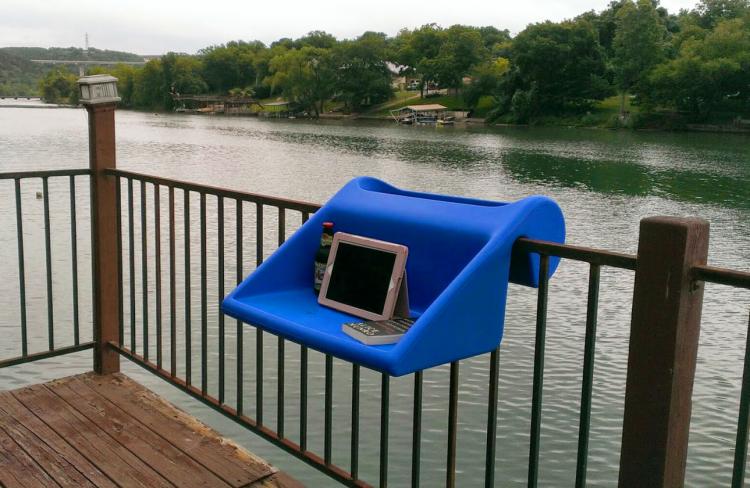 BalKonzept Balcony Desk - Mini Desk hangs over balcony fence