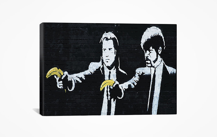 Banksy 'Pulp Fiction Bananas' Stretched Canvas Art