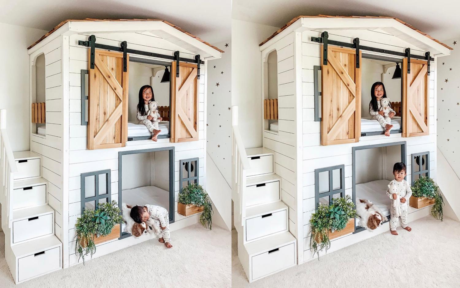 DIY Farmhouse Bunk Bed - Creative Barn Bunk Bed By Aenny Chung