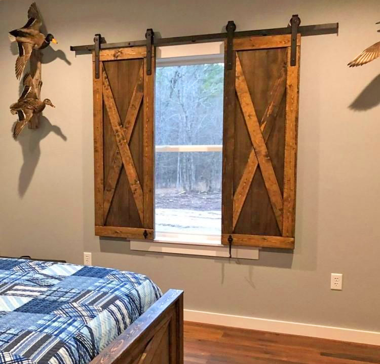 Barn Door Shutters - Barn Door window curtains rustic farmhouse barn door design