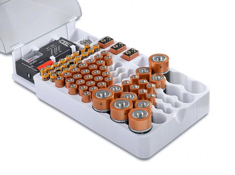Battery Storage Organizer Holds 93 Various Sized Batteries