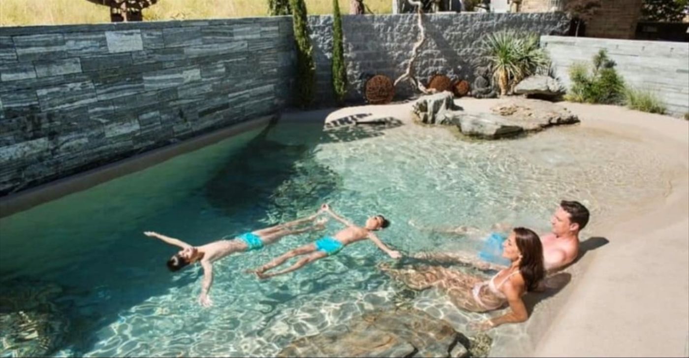 Beach entry walk in pools made from real sand