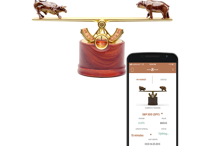 Bear or Bull Market Kinetic Moving Sculpture Shows Market Status In Real-time - Best desk ornament stock market gadget