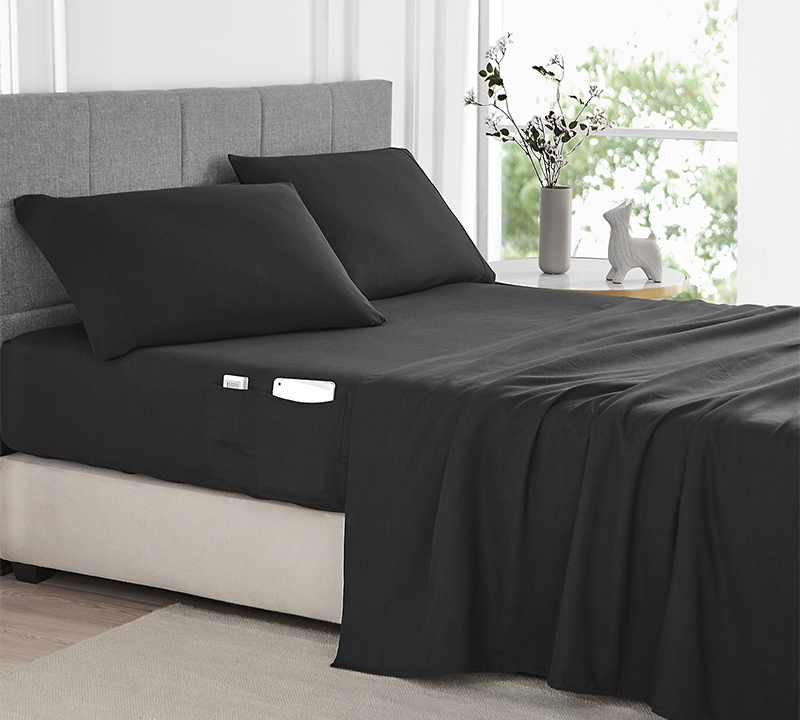 Bed Sheets With Pockets On The Side - Fitted sheets with storage pockets on both sides of bed