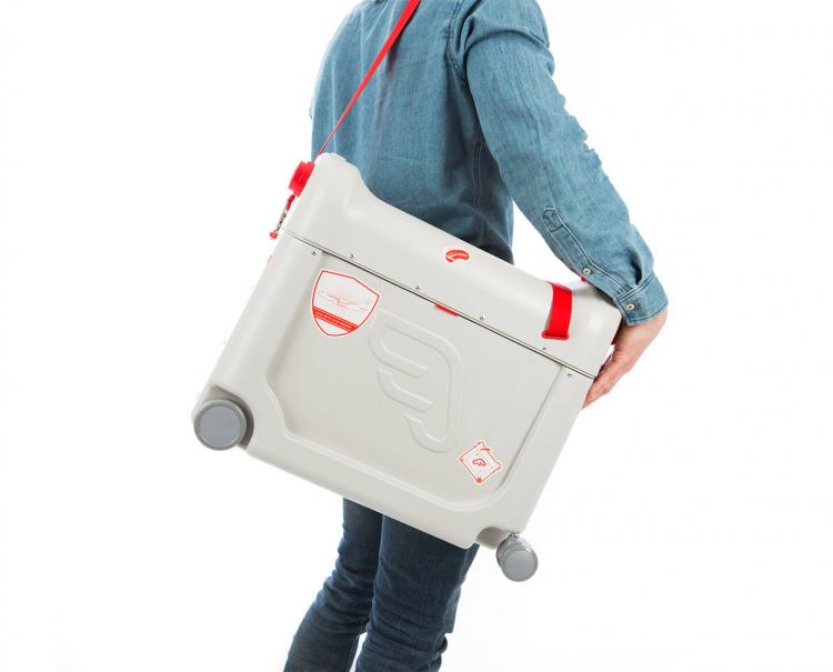 BedBox Rideable Child Luggage - Kids Carry-on acts as plane seat bed