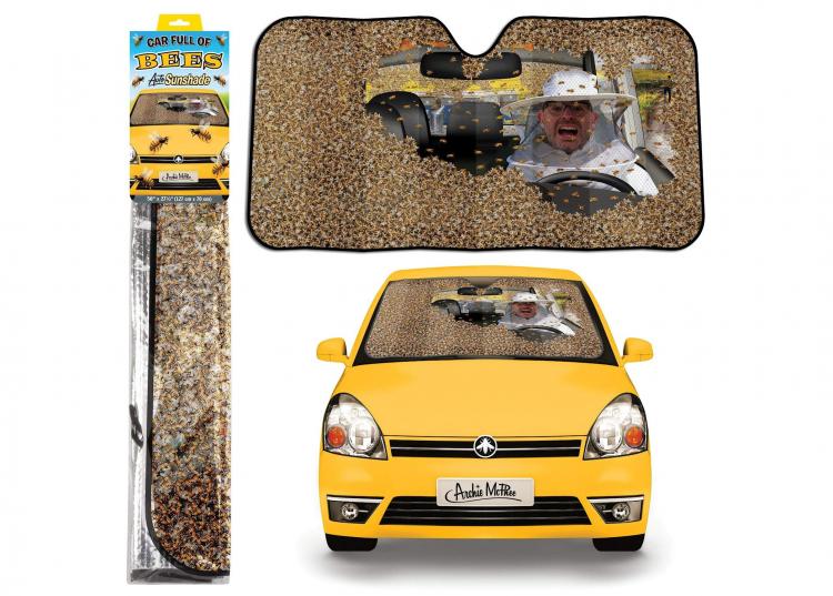 Bees In Car Funny Windshield Sunshade - Bee attack car sun shade