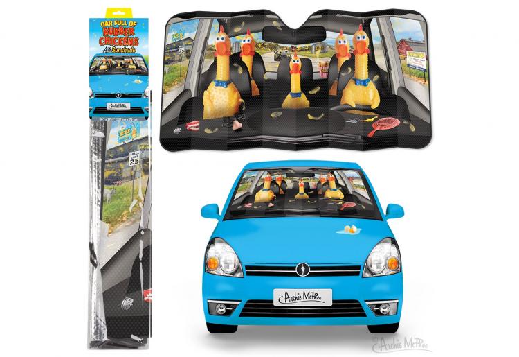 Rubber Chickens In Car Funny Windshield Sunshade - Rubber Chicken car sun shade
