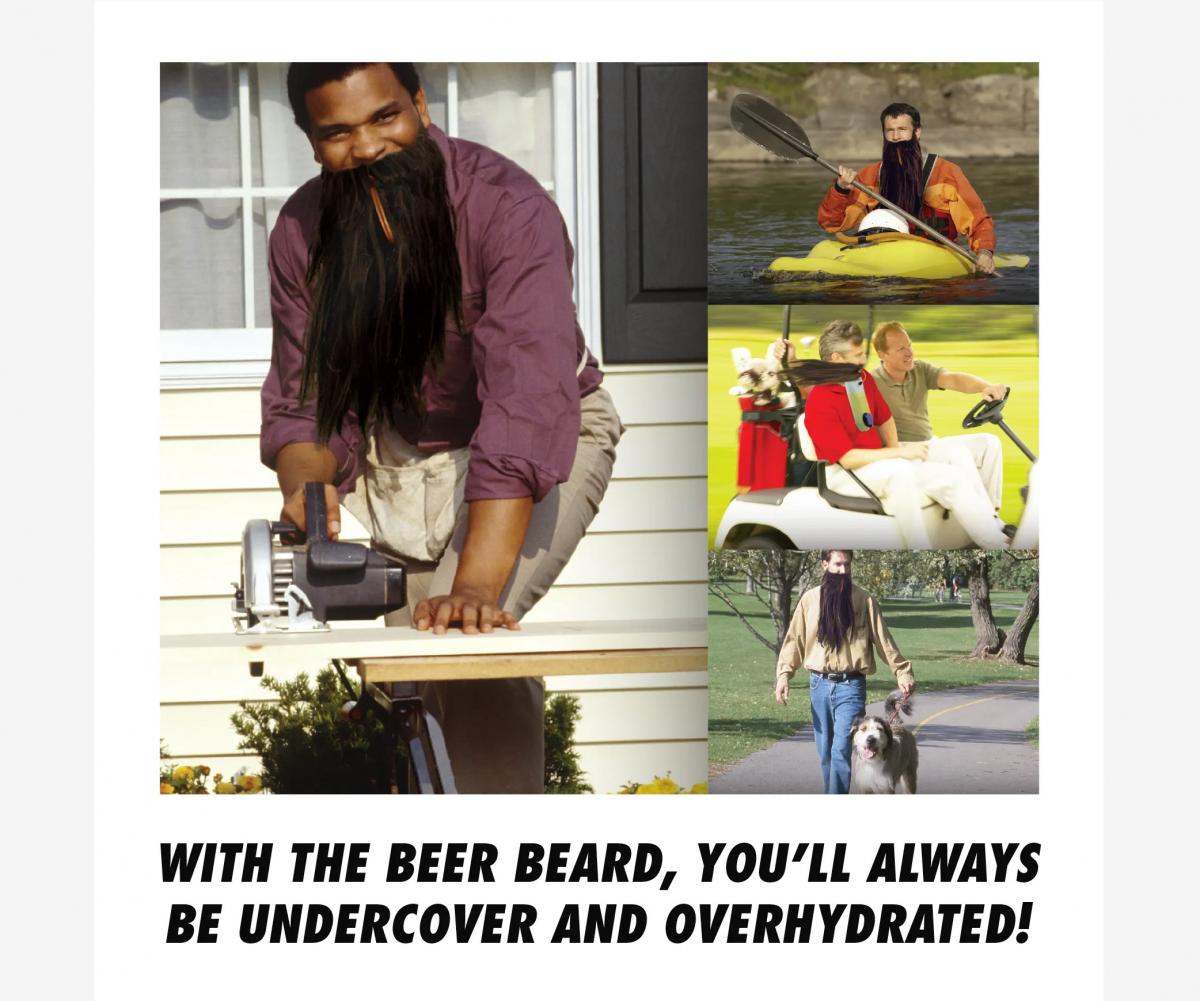 Fake Beard Lets You Hide Beer Inside Of It For Drinking On The Go - Beer Beard Funny Prank Box