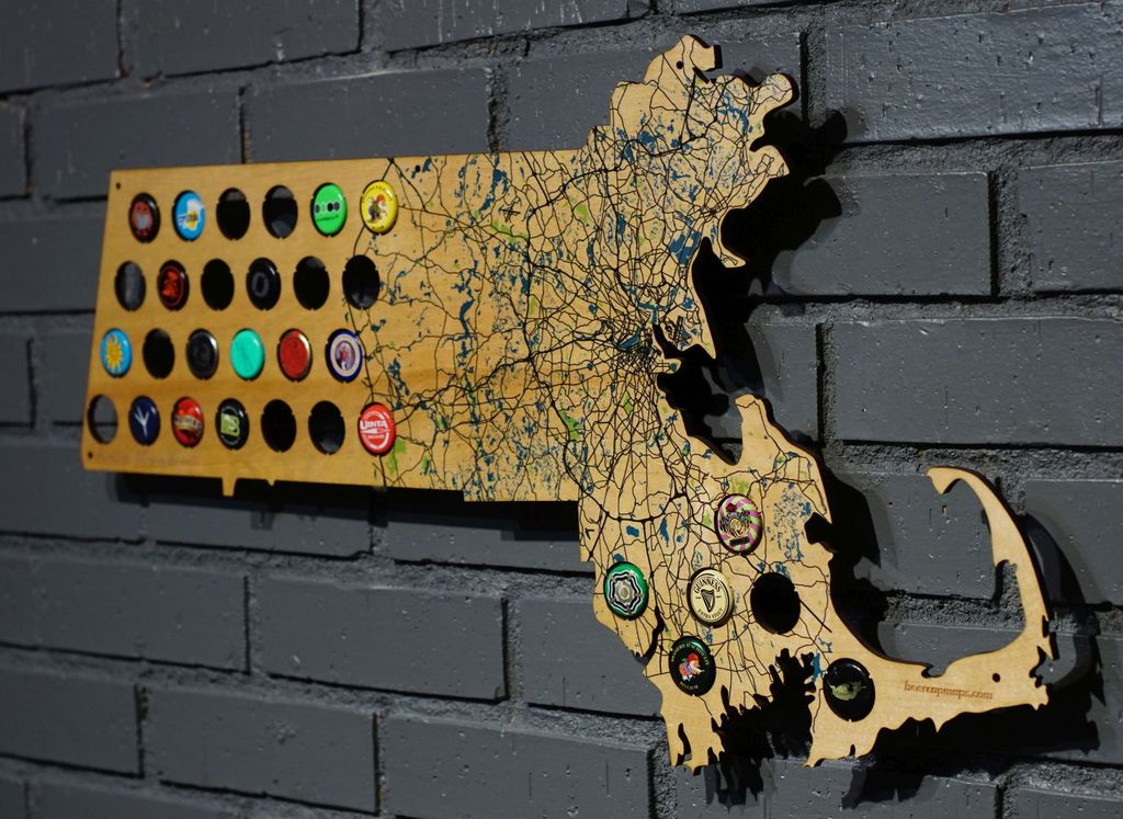 United States Beer Cap Maps - State Shaped wooden beer cap maps for collecting beer caps