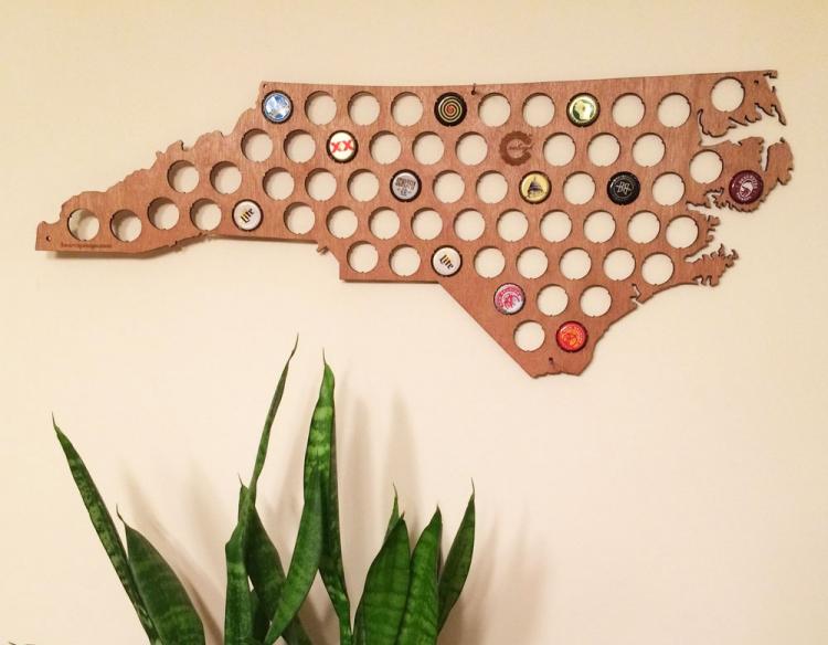 United States Beer Cap Maps - State Shaped wooden beer cap maps for collecting beer caps